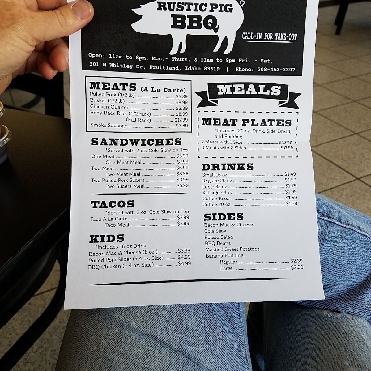 Menu Rustic Pig Bbq, Fruitland, Id-6